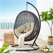Afuera Living Outdoor Rattan Swing Chair with Stand in Black and Beige
