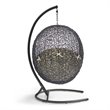 Afuera Living Outdoor Rattan Swing Chair with Stand in Black and Beige