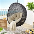 Afuera Living Outdoor Rattan Swing Chair with Stand in Black and Beige