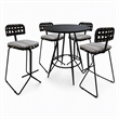 Afuera Living Outdoor Metal Pub Set with Beige Striped Fabric and Black Frame