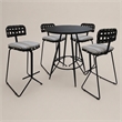 Afuera Living Outdoor Metal Pub Set with Beige Striped Fabric and Black Frame