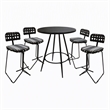 Afuera Living Outdoor Metal Pub Set with Gray Striped Fabric and Black Frame