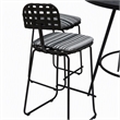 Afuera Living Outdoor Metal Pub Set with Gray Striped Fabric and Black Frame