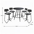 Afuera Living Outdoor Metal Pub Set with Gray Striped Fabric and Black Frame