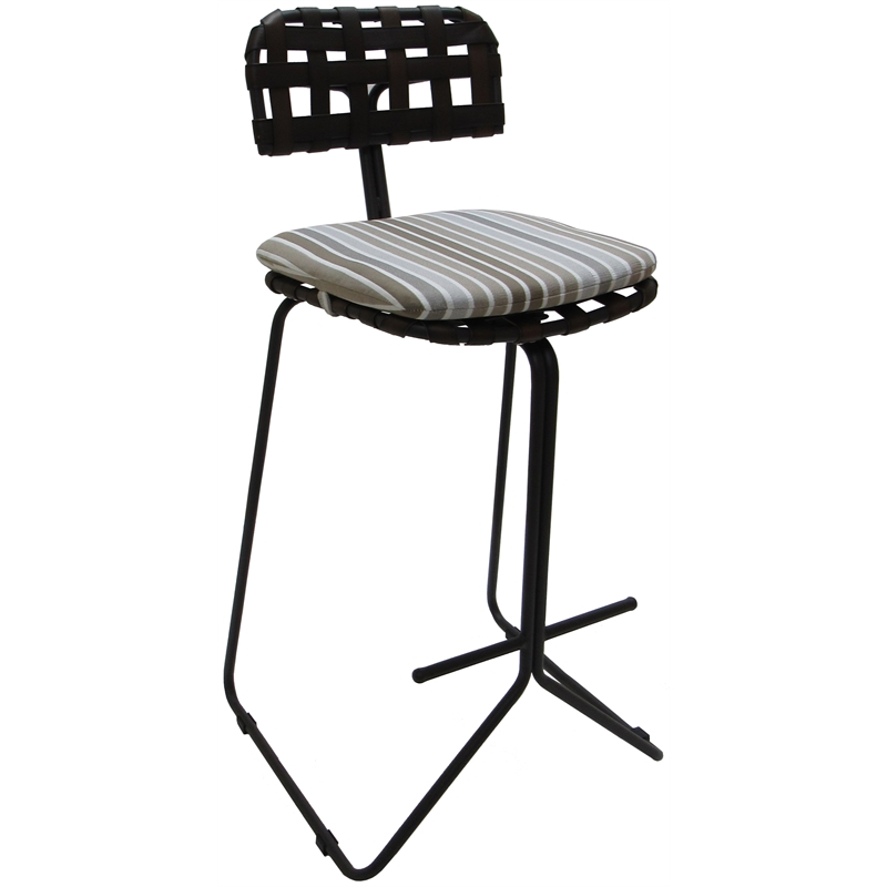Afuera Living Metal Pub Set with Beige Striped Fabric and Gray Frame