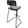 Afuera Living Metal Pub Set with Beige Striped Fabric and Gray Frame