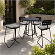 Afuera Living Metal Pub Set with Beige Striped Fabric and Gray Frame