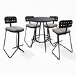 Afuera Living Metal Pub Set with Beige Striped Fabric and Gray Frame