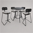 Afuera Living Metal Pub Set with Beige Striped Fabric and Gray Frame