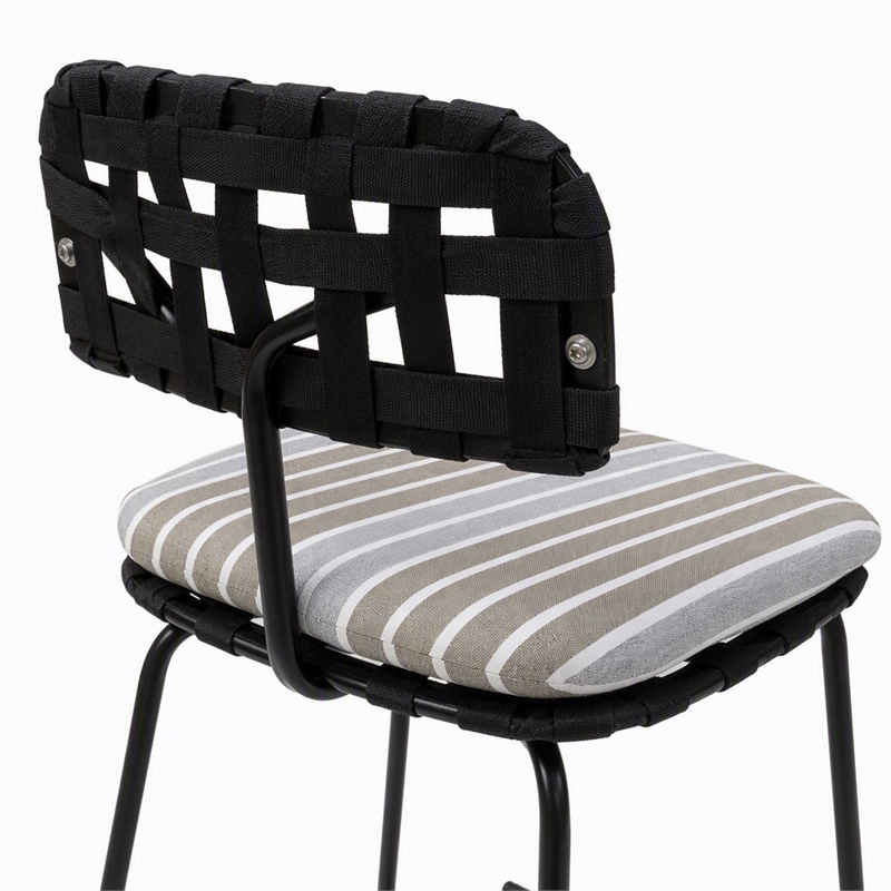 Afuera Living Metal Pub Set with Beige Striped Fabric and Gray Frame