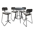 Afuera Living Metal Pub Set with Beige Striped Fabric and Gray Frame