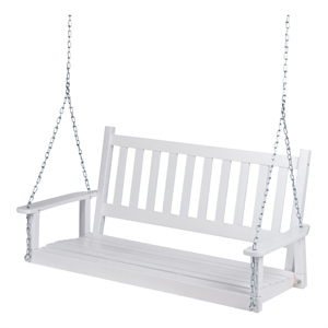 Afuera Living Hardwood Porch Swing with Hanging Chains in White Finish