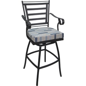 Afuera Living Indoor Outdoor Counter Stool 26&quot Seat Fabric Blue Gray Frame