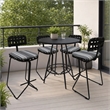 Afuera Living Outdoor/Indoor Metal Pub Set with Gray Striped Fabric Stool