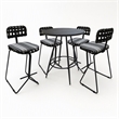 Afuera Living Outdoor/Indoor Metal Pub Set with Gray Striped Fabric Stool