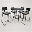 Afuera Living Outdoor/Indoor Metal Pub Set with Gray Striped Fabric Stool