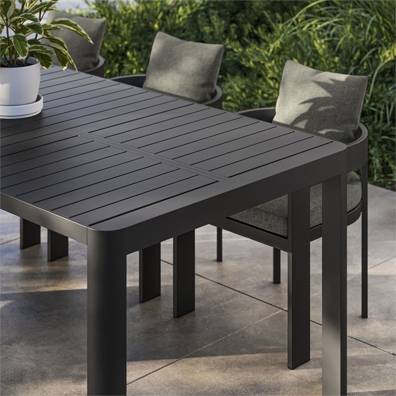 Afuera Living Aluminum Extendable Outdoor Dining Table in Grey 71-94.5 Inches