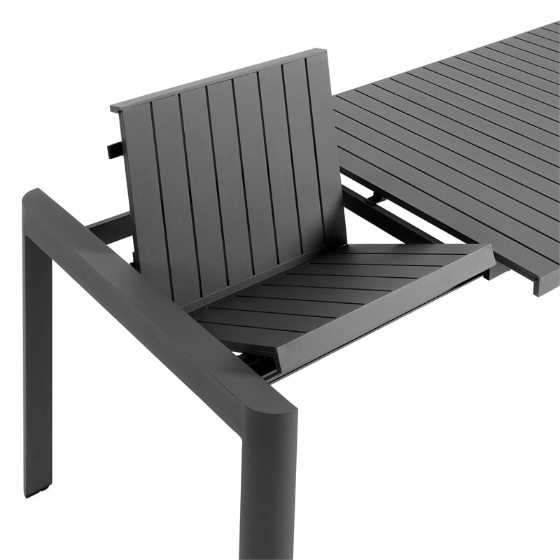 Afuera Living Aluminum Extendable Outdoor Dining Table in Grey 71-94.5 Inches