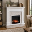 Afuera Living Faux Stone Electric Media Fireplace in White