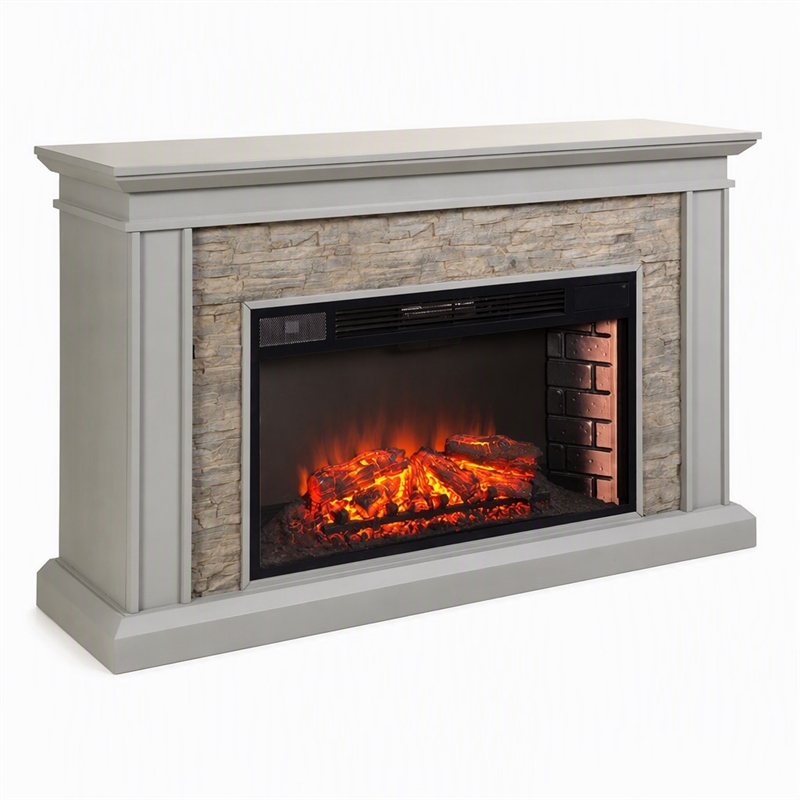 Afuera Living Stacked Stone Fireplace in Gray with 33