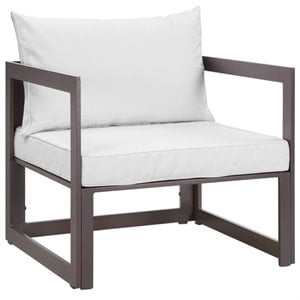 Afuera Living Modern Aluminum Outdoor Armchair with Fabric Cushions