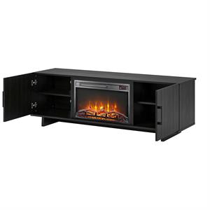 Ameriwood Home Southlander TV Stand with Fireplace in Black Oak