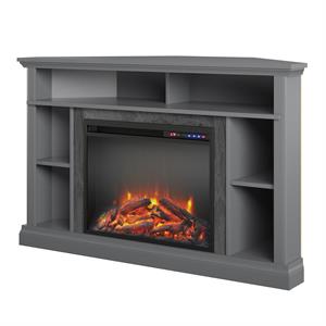 Ameriwood Home Overland Electric Corner Fireplace in Graphite Gray