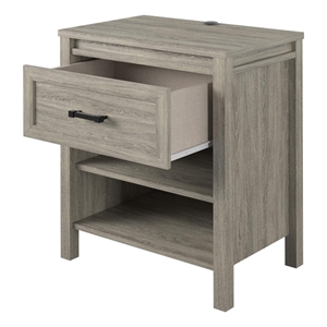 Ameriwood Home Beaumont Nightstand with w USB Ports in Gray Oak