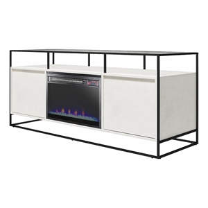 Ameriwood Home Camley Modern TV Stand with Electric Fireplace in Plaster