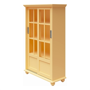 Ameriwood Home Aaron Lane Bookcase with Sliding Glass Doors in Pale Yellow