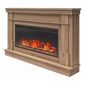 Ameriwood Home Elmcroft Wide Mantel with Linear Electric Fireplace in Walnut