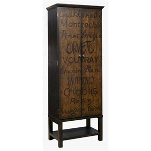 Pulaski Hand Painted Tall Wine Cabinet in Brown