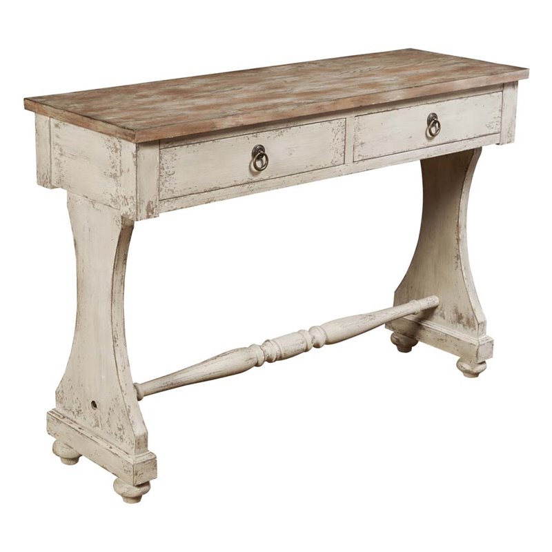 Pulaski Emma Two Tone Drawer Console Table In Weathered White