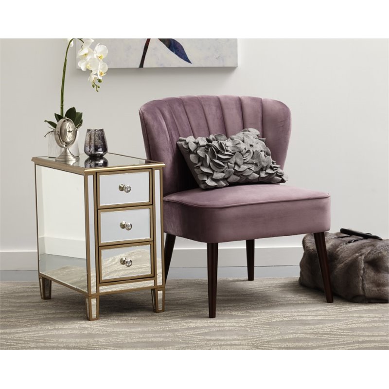Pulaski Mirrored End Table With Gold Trim In Silver