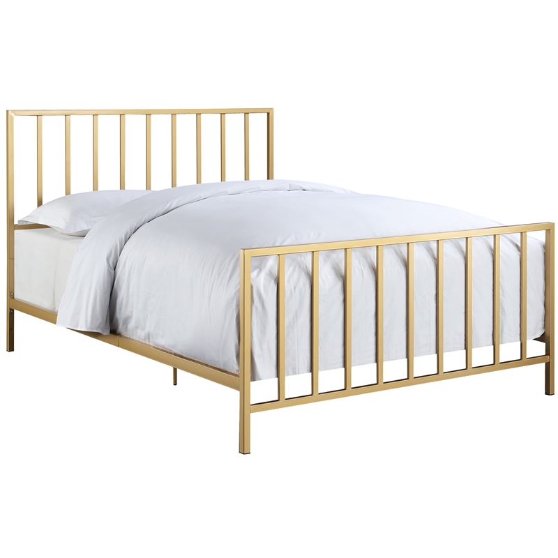 AllInOne Slat Style Queen Metal Bed in Gold DSD170290M01