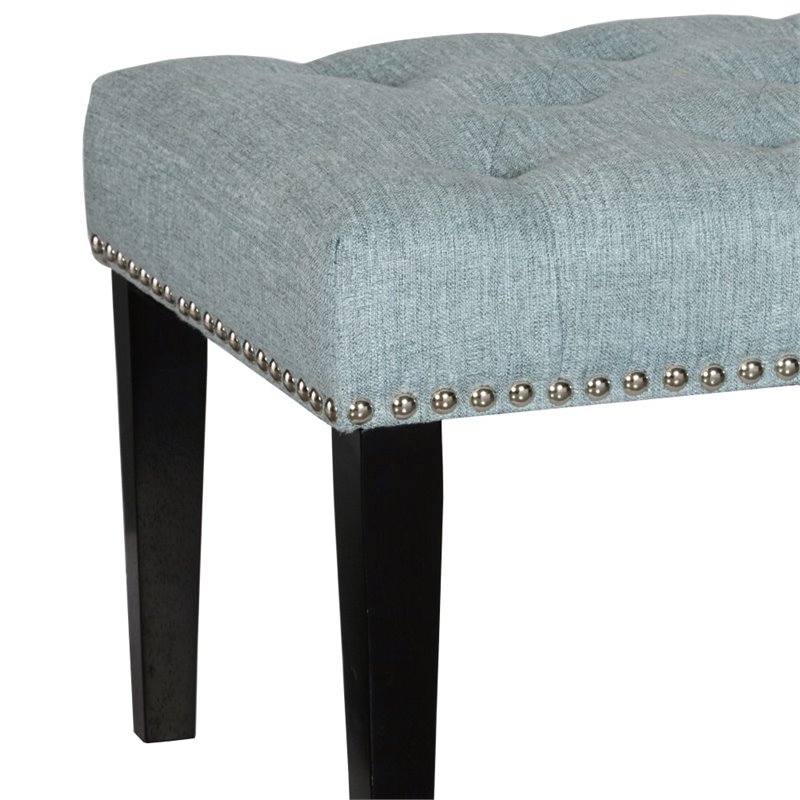 Pulaski Diamond Button Tufted Upholstered Bed Bench in Charcoal Black 