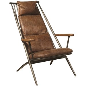 pulaski brenna leather accent chair in brown