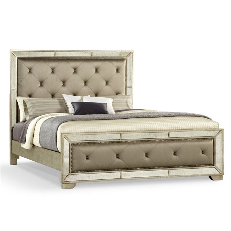 Pulaski Farrah King Upholstered Panel Bed In Gold 395 Br K6