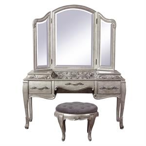 home fare rhianna 3 drawer vanity with mirror and stool