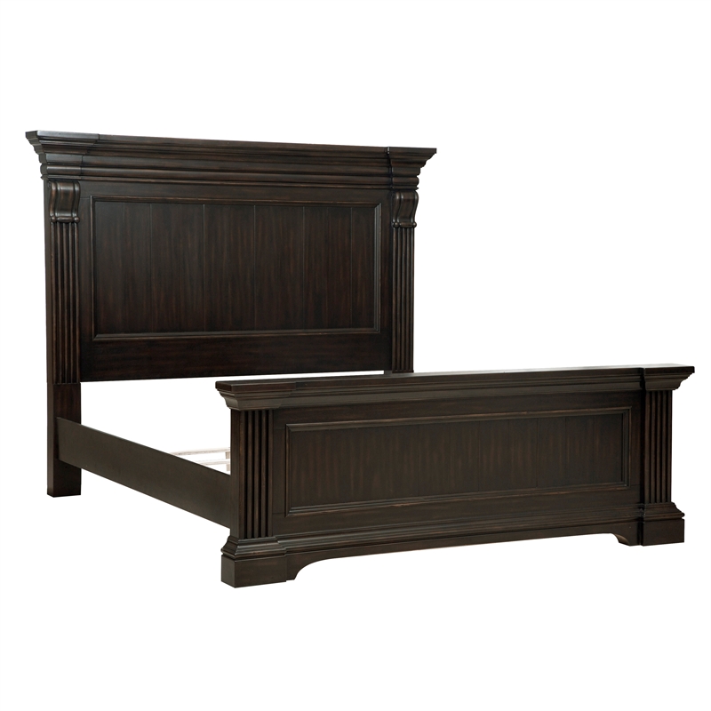 Caldwell Hard Wood Queen Panel Bed in Deep Brown by Pulaski Furniture