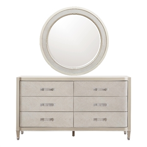 Zoey Wood-Framed Round Beveled Mirror in Silver Finish by Pulaski Furniture