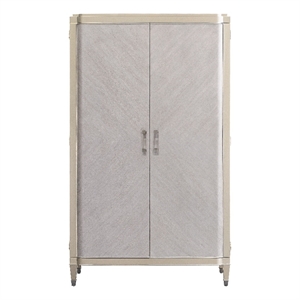 Zoey Solid Wood Storage Armoire Cabinet in Silver Finish by Pulaski Furniture