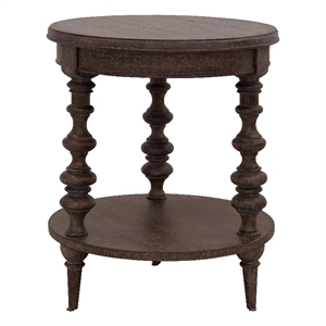 Revival Row Round Wood End Table in Brown Finish by Pulaski Furniture