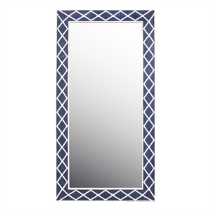 Navy Blue Resin Floor Mirror w/ Cream White Bone Accents by Pulaski Furniture