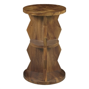 Rustic Round Wood Spot Table in Brown by Pulaski Furniture