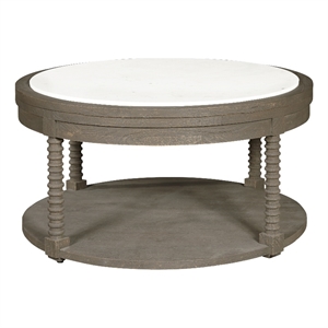 Round Cocktail Table with Marble Top in Natural by Pulaski Furniture