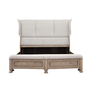higgins street queen upholstered wood bed in brown by pulaski furniture
