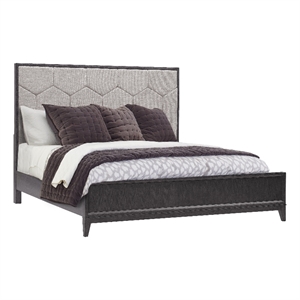 quincy california king upholstered in black wood finish bed by pulaski furniture