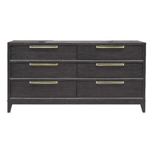 quincy 6-drawer wood dresser in black by pulaski furniture
