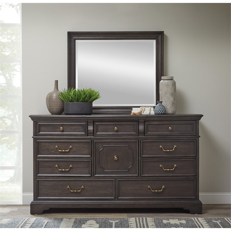 Hickory Creek Dresser Mirror in Brown Wood Finish by Pulaski Furniture